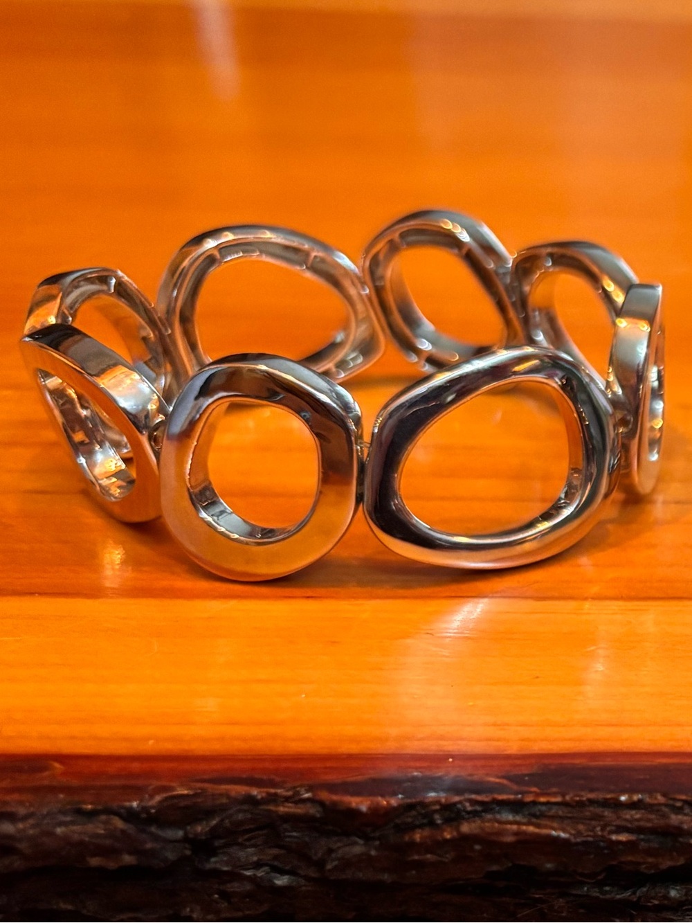 Lia Sophia Polished Silver Open Circle Link Bracelet